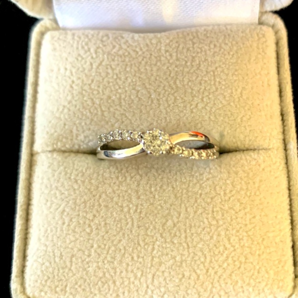 Genuine Diamond Ring in 10K White Gold